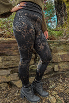 Tropical Floral Print Fleece Lined Leggings