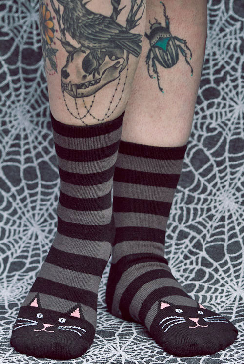 Black Cat Slipper Socks