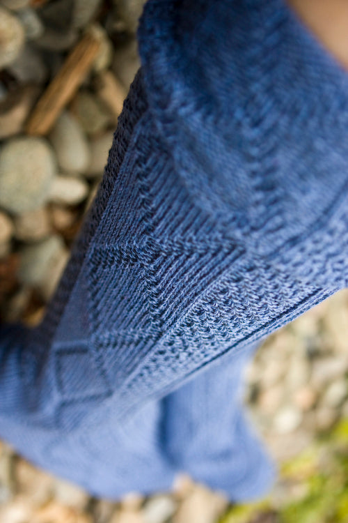 Diamond Rib Knee Socks - Denim