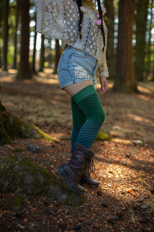Mermaid Dip Dyed Extraordinary Thigh High - Sea Green