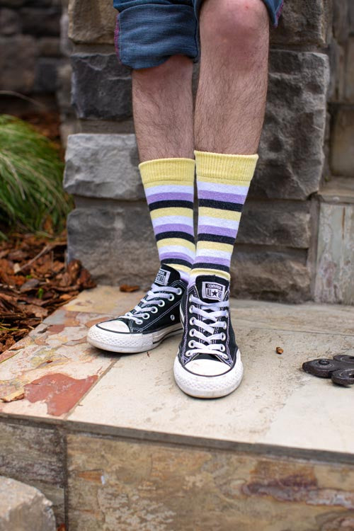 Pride Stripes Cotton Crew Socks - nonbinary