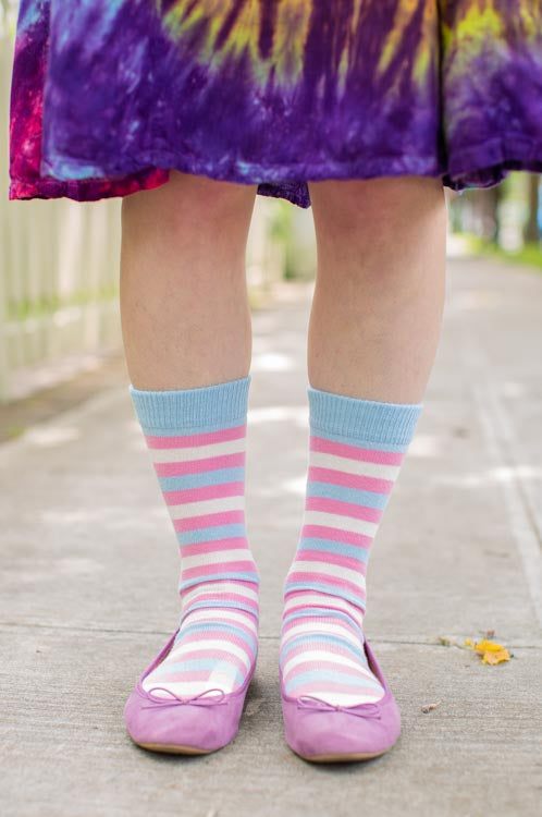 Pride Stripes Cotton Crew Socks - trans