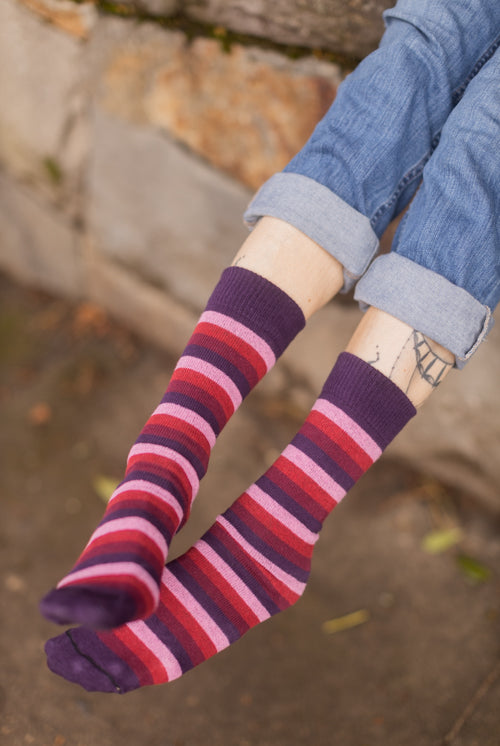 Simply Striped Tube Socks - Sweet heart