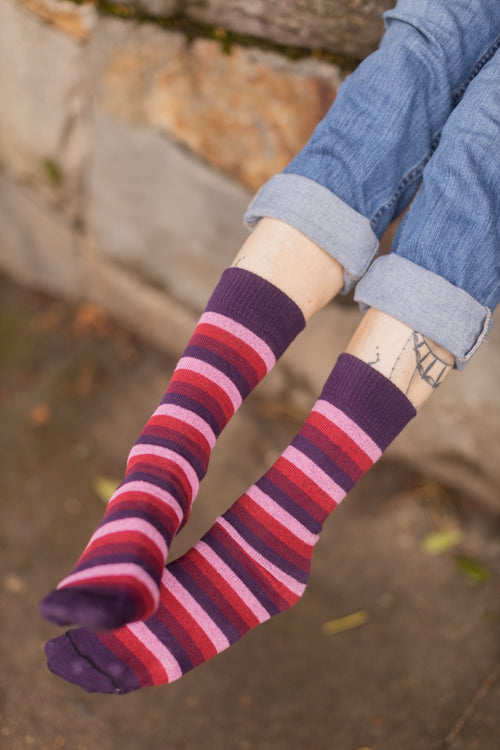 Simply Striped Tube Socks - Sweet heart