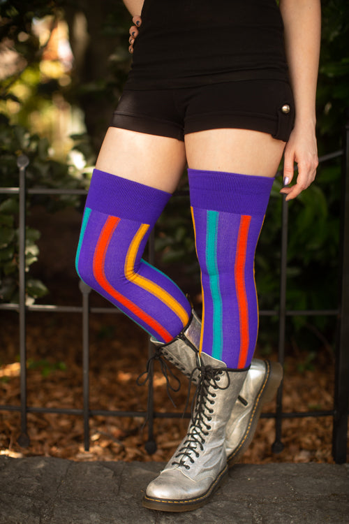 Thigh's the Limit Vertical Striped Socks