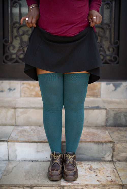 Longer Extraordinary Thigh High Socks in Teal