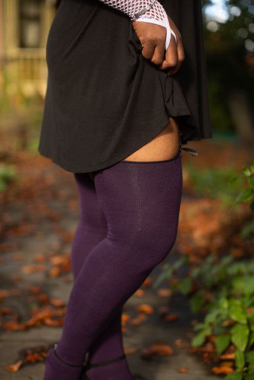 Longer Roll Top Extraordinary Thigh High - Plum