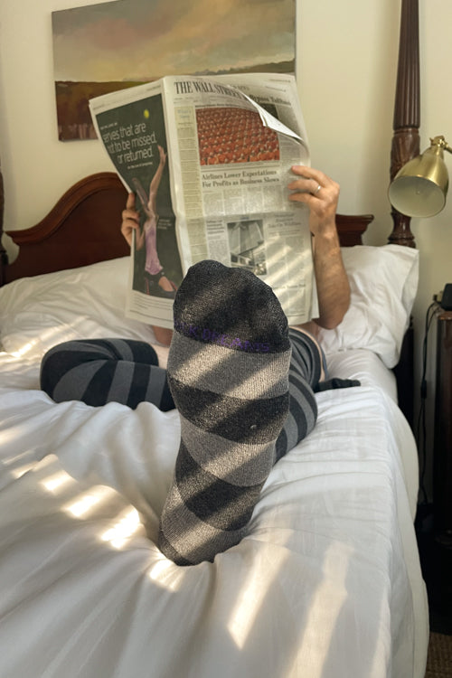 XL Foot Longer Striped Extraordinary Thigh High - dark charcoal/charcoal