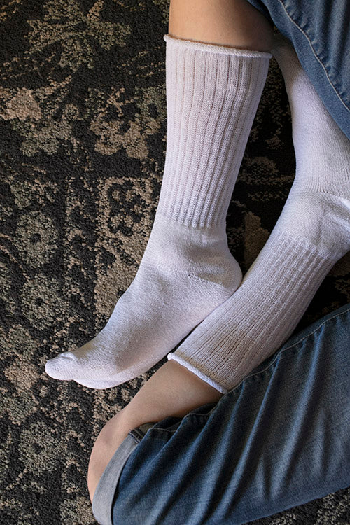 Classic Ribbed Bootsock - white