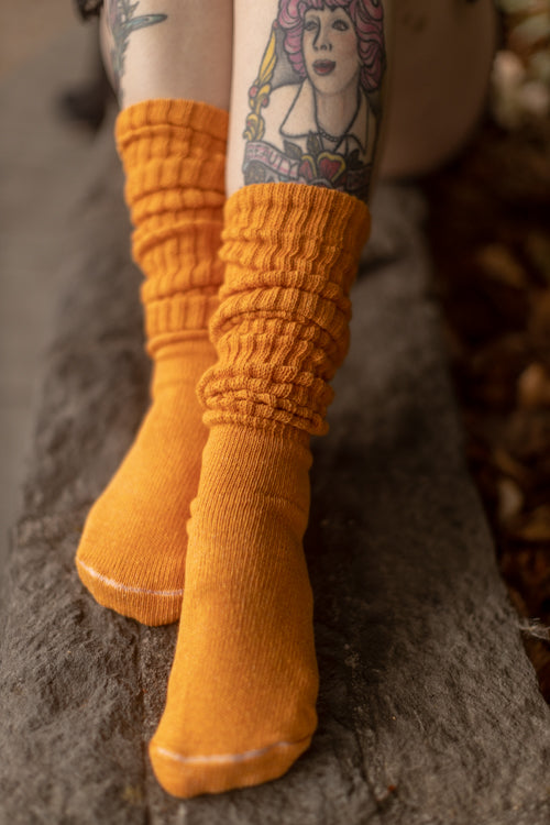 Cotton Slouch Socks - orange