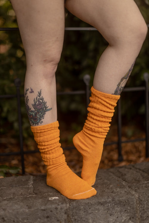 Cotton Slouch Socks - orange