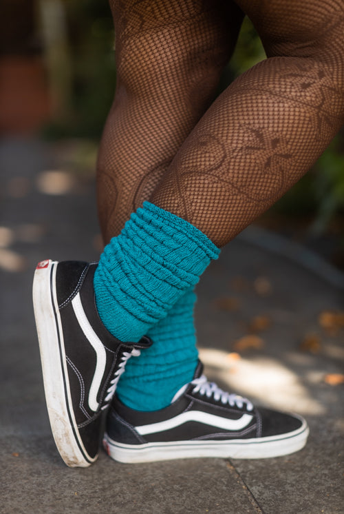 Cotton Slouch Socks - teal