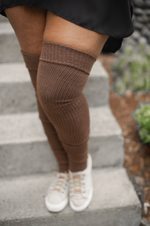 Long Cuffable Scrunchable Socks - Dark Brown