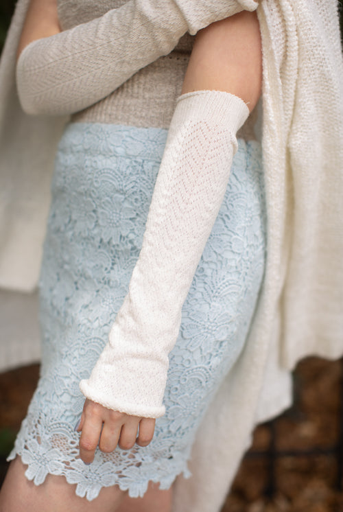 Chevron Sleeves - sweet cream