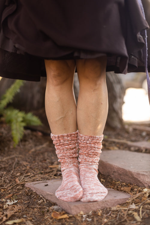 Marled Slouch Socks - rust