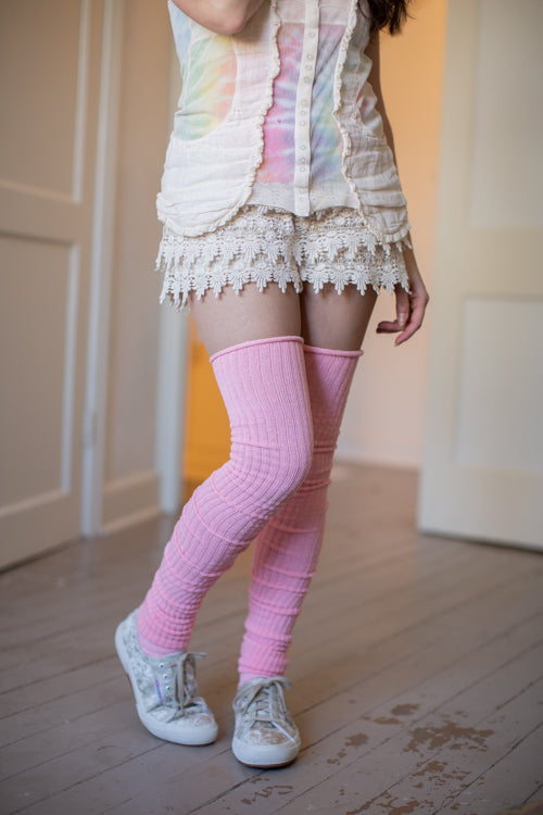 Ribbed M Stockings - Pink