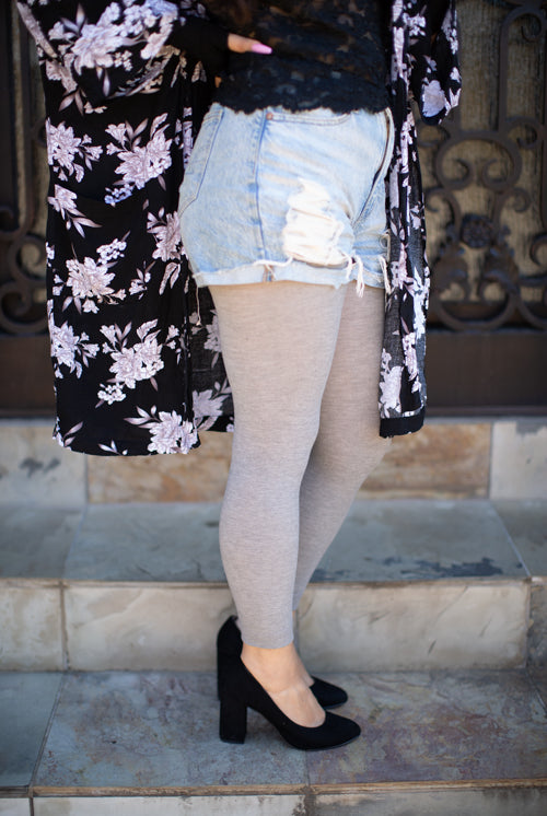 Signature Cotton Leggings - Heather Slate