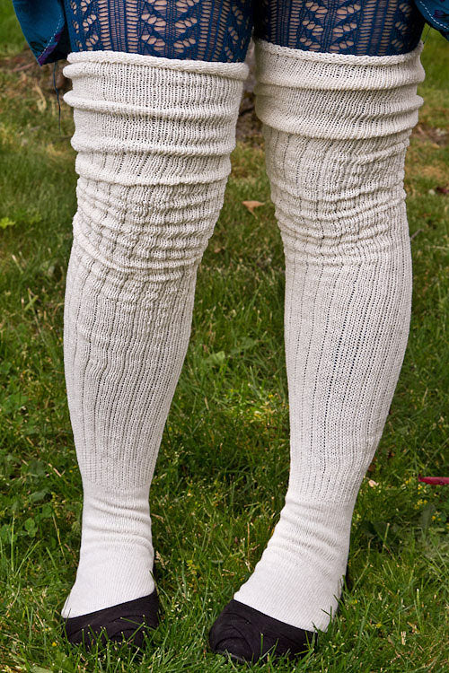 M45 Ribbed Thigh High with Roll Top - Sweet Cream