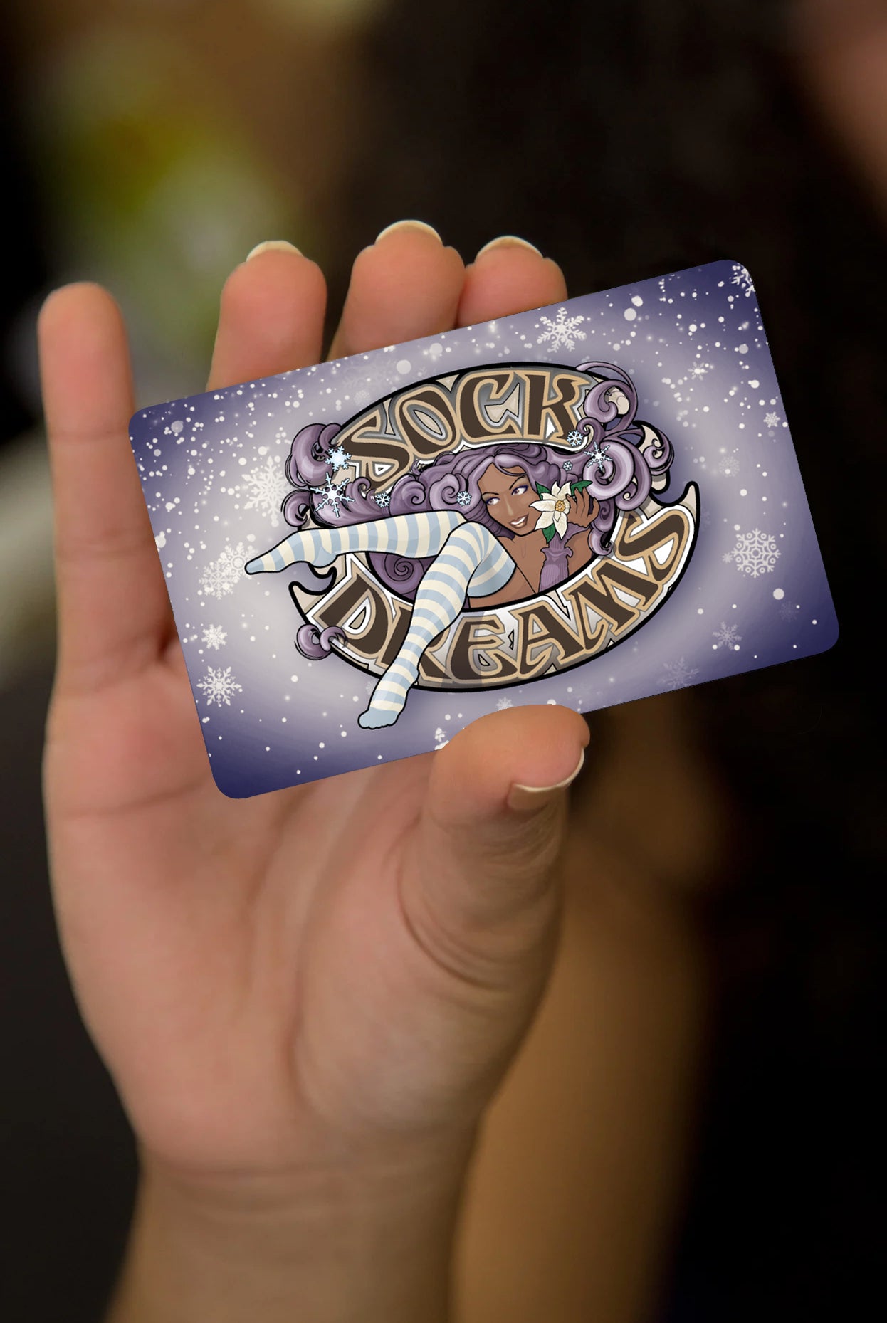 purple snowy gift card