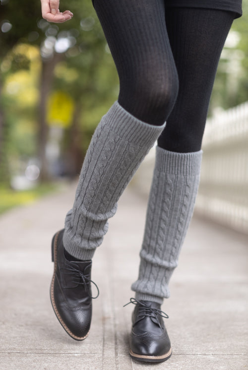 Cable Leg Warmers - Middle Grey