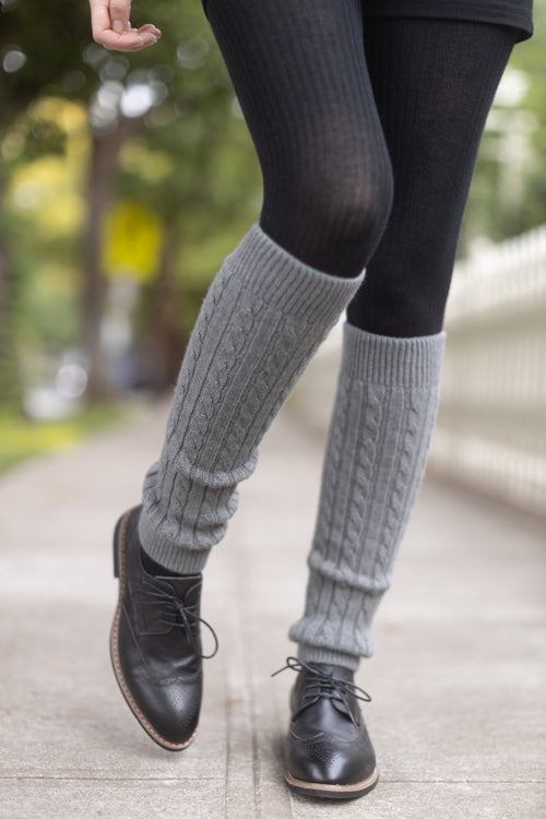 Cable Leg Warmers - Middle Grey