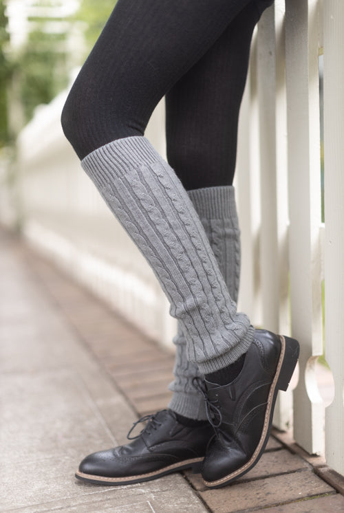 Cable Leg Warmers - Middle Grey