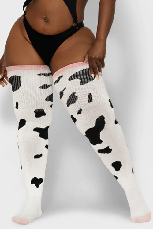 Thunda Thighs Cow Print Thigh Highs