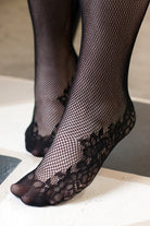 Lace Top Fishnet Stockings with Attached Garter Belt