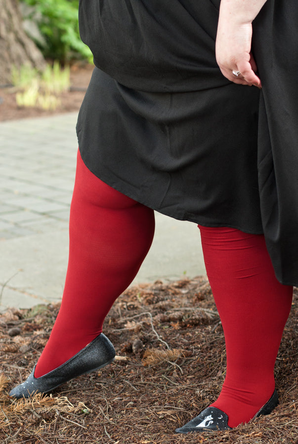 Big Tights Co. 180 Denier Tights - Red - Extra Plus