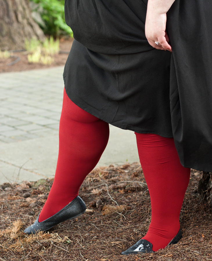 Big Tights Co. 180 Denier Tights - Red - Extra Plus