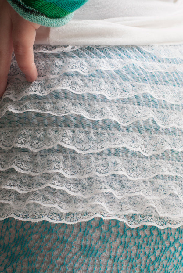 Micromesh Lace Ruffle Tanga Short - White