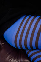 Striped Tights - Black & Royal