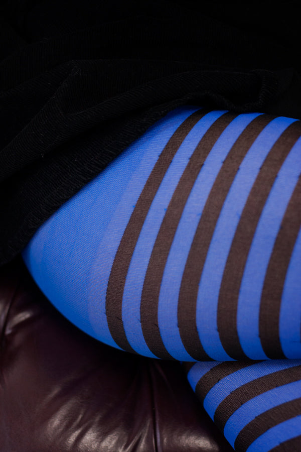 Striped Tights - Black & Royal