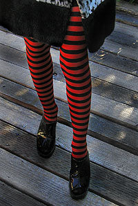 Striped Tights - Black & Red