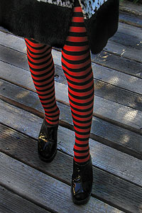 Striped Tights - Black & Red