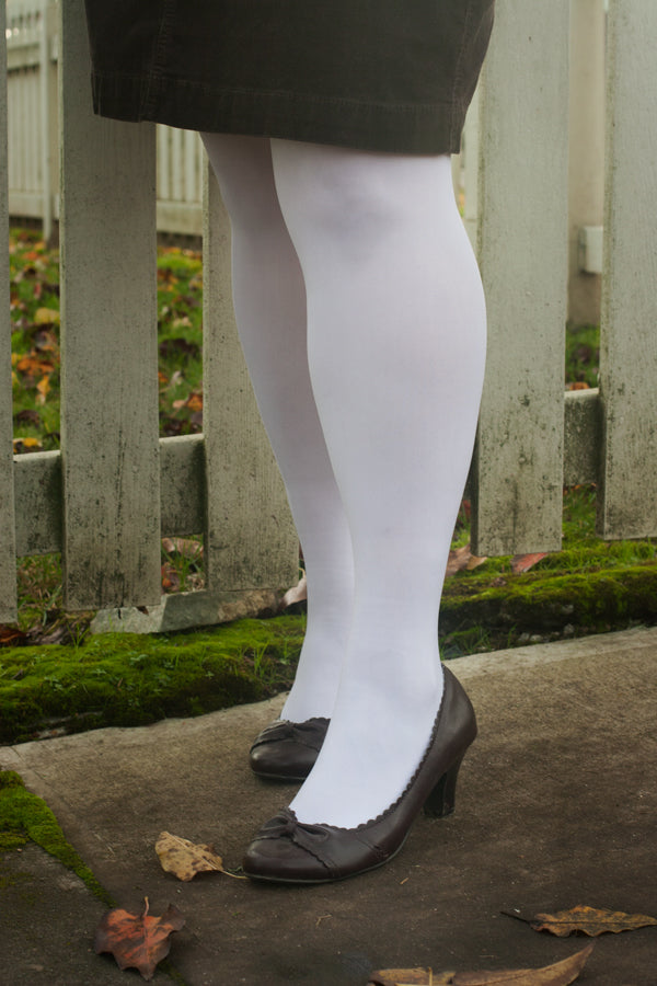 Plus Size Semi-Opaque Tights - White