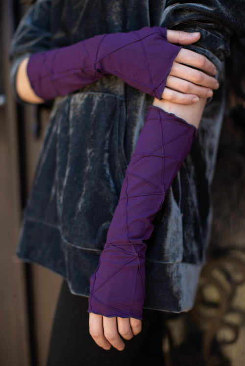 Textured Arm Warmers - Plum