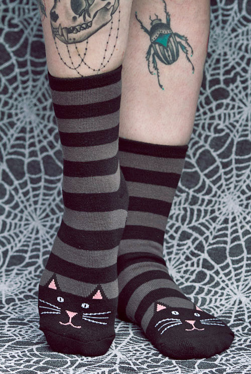 Black Cat Slipper Socks