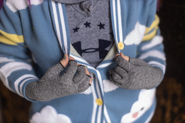 Imak Active Compression Fingerless Gloves with Grips - Grey