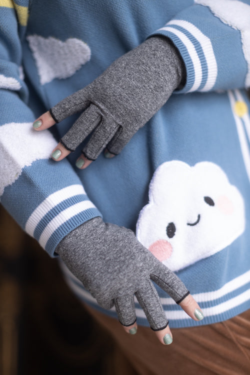 Imak Active Compression Fingerless Gloves with Grips - Grey