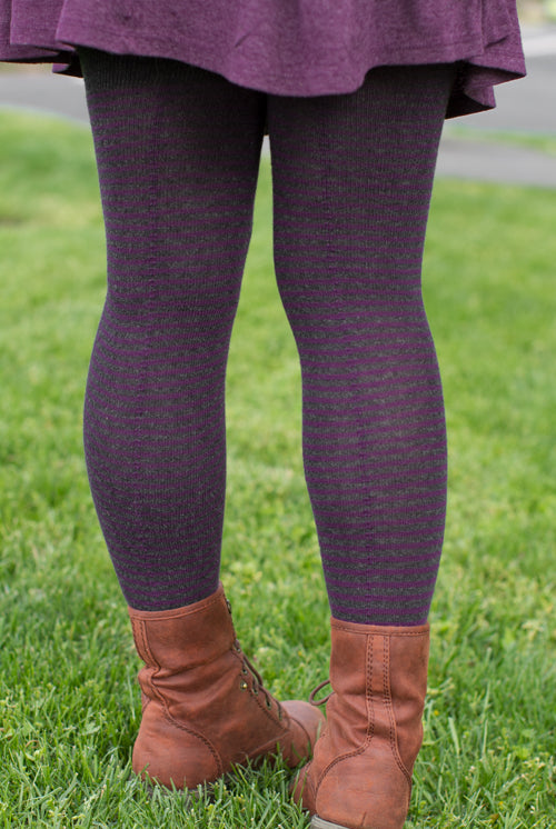 Extraordinary Boardwalk Thigh High - Dark Charcoal & Plum