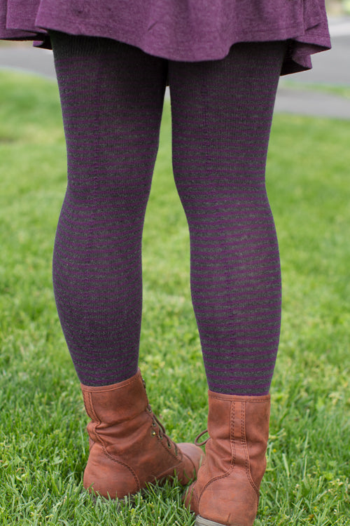 Extraordinary Boardwalk Thigh High - Dark Charcoal & Plum