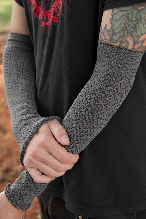 Chevron Sleeves - charcoal and black