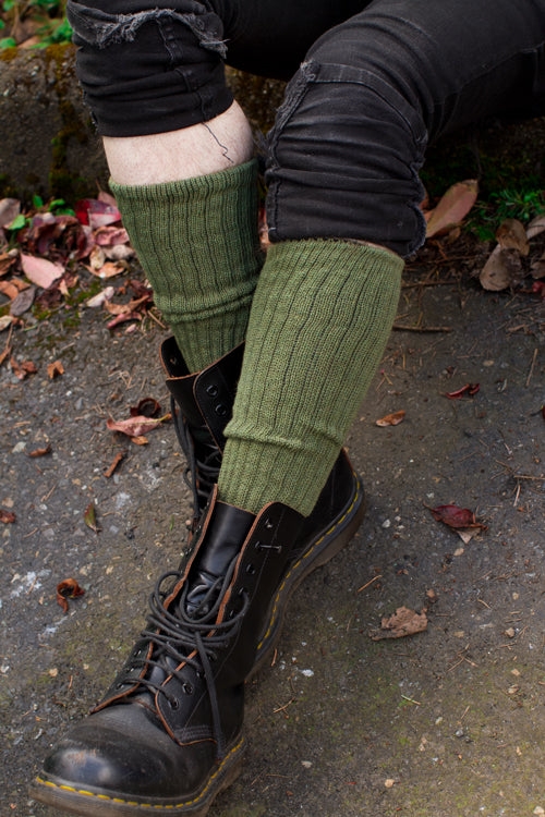 Cotton Slouch Socks - Olive