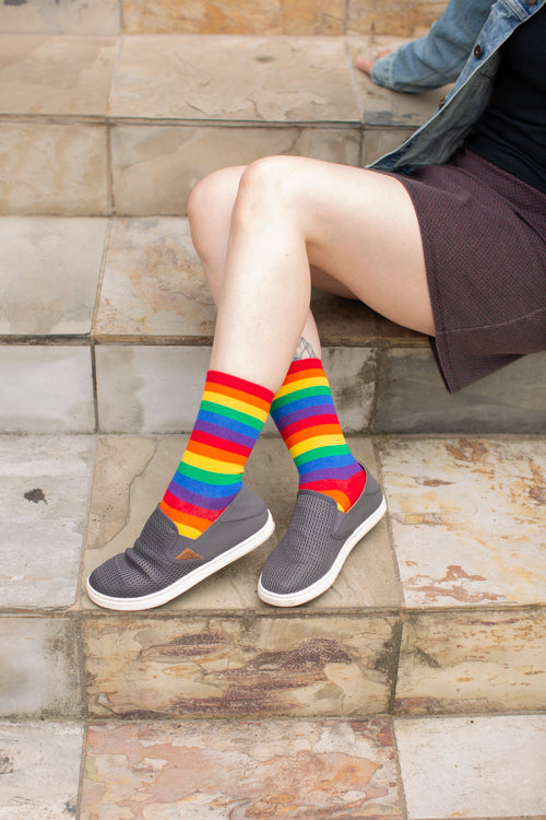 Classic Rainbow Striped Crew - Medium