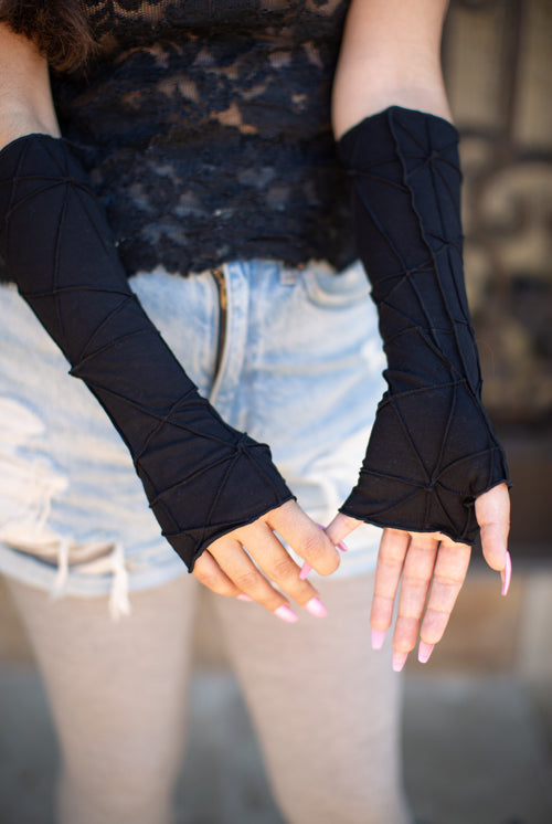 Textured Arm Warmers - Black