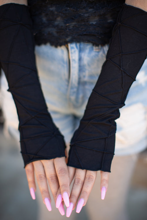 Textured Arm Warmers - Black