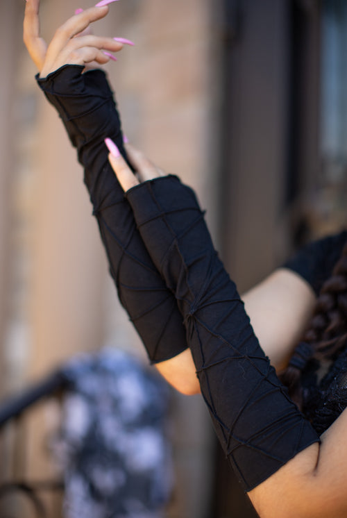 Textured Arm Warmers - Black