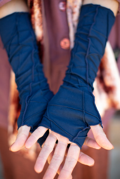 Textured Arm Warmers - Navy