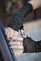 Snake Print Reversible Arm Warmers - Black